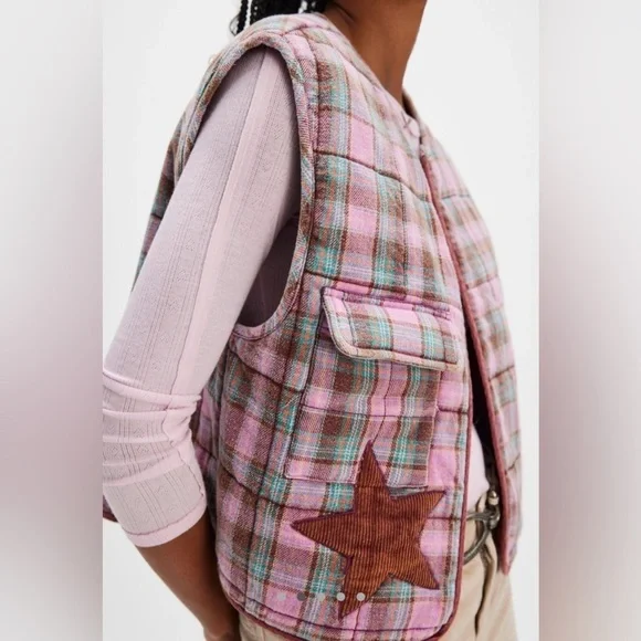 Free People We The Free Starry Plaid Vest - Picture 5 of 12
